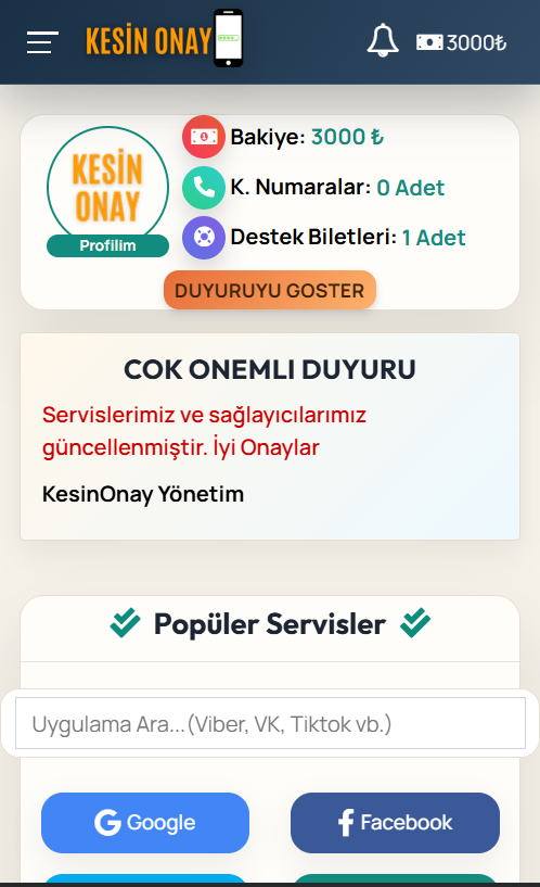 KesinOnay panel ekran goruntusu